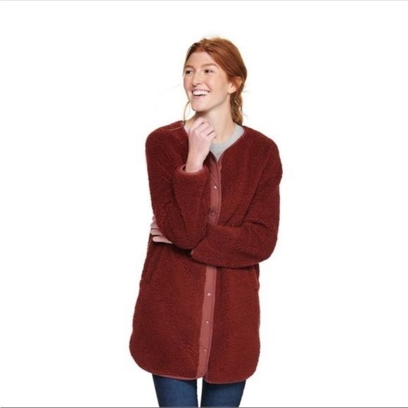 Cranberry Red Sherpa Jacket - Picture 1 of 7